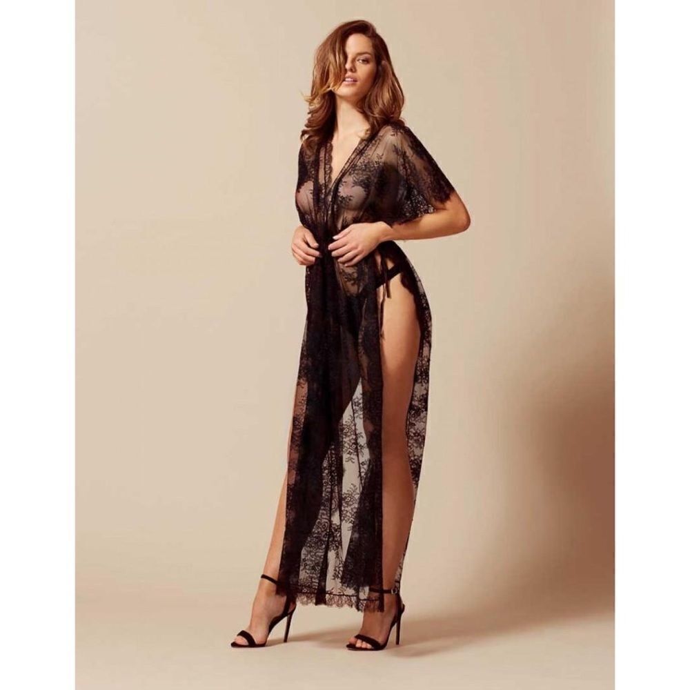 NWOT Agent Provocateur Black Lace Fionna Kaftan size S/M - Picture 5 of 12